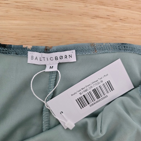 NWT Baltic Born Amelia Tank Maxi Dress Teal Rust Floral Ruched Square Neck Med - Picture 3 of 9